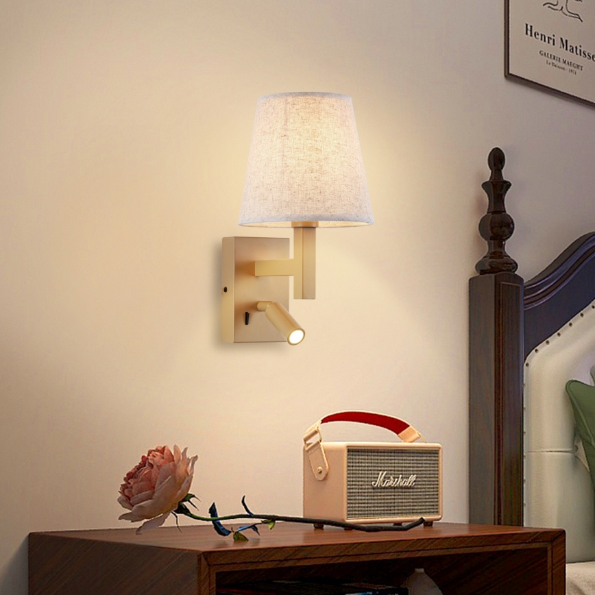 Brilagi - Applique a LED DEYA 1xE14/40W/230V + LED/3W lino/oro