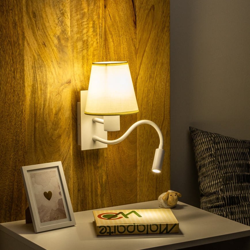 Brilagi - LED Lampada flessibile da muro NUBILA 1xE27/25W/230V + LED/3W bianco/color crema