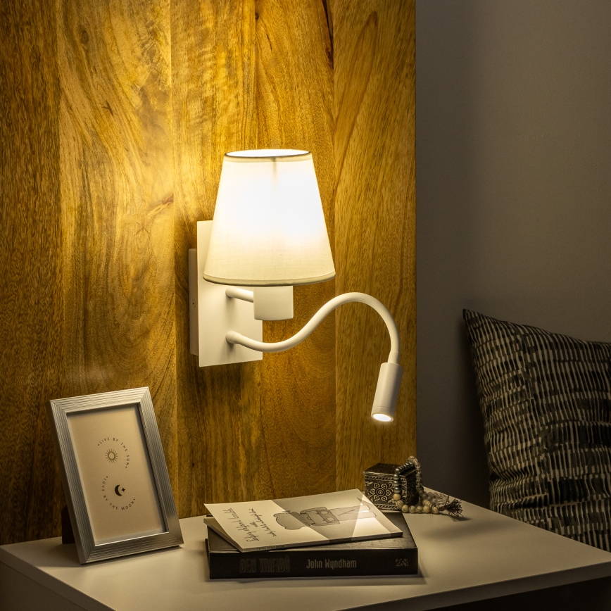 Brilagi - LED Lampada flessibile da muro NUBILA 1xE27/25W/230V + LED/3W bianco