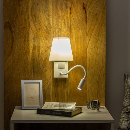 Brilagi - LED Lampada flessibile da muro NUBILA 1xE27/25W/230V + LED/3W bianco