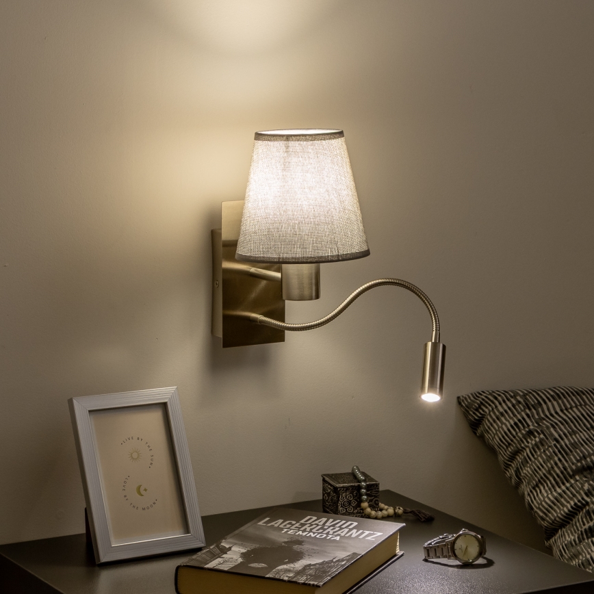 Brilagi - LED Lampada flessibile da muro NUBILA 1xE27/25W/230V + LED/3W cromo opaco/grigio
