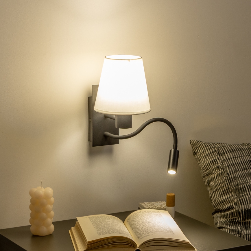 Brilagi - LED Lampada flessibile da muro NUBILA 1xE27/25W/230V + LED/3W nero/bianco
