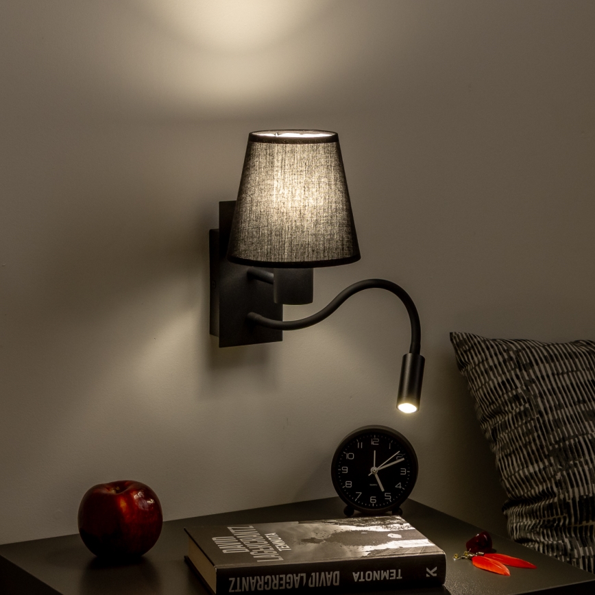 Brilagi - LED Lampada flessibile da muro NUBILA 1xE27/25W/230V + LED/3W nero