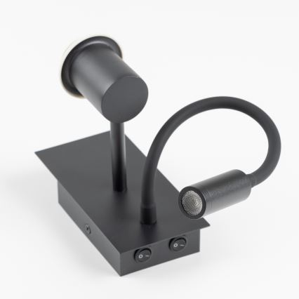 Brilagi - LED Lampada flessibile da muro NUBILA 1xE27/25W/230V + LED/3W nero/marrone chiaro