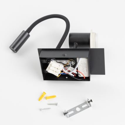 Brilagi - LED Lampada flessibile da muro NUBILA 1xE27/25W/230V + LED/3W nero/marrone chiaro