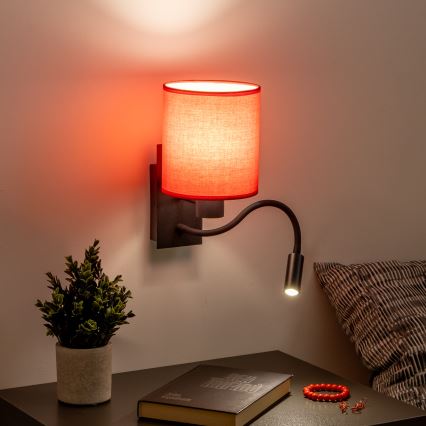 Brilagi - LED Lampada flessibile da muro NUBILA 1xE27/25W/230V + LED/3W nero/rosso