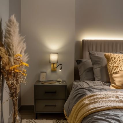 Brilagi - LED Lampada flessibile da muro NUBILA WOOD 1xE27/25W/230V + LED/3W quercia/antracite