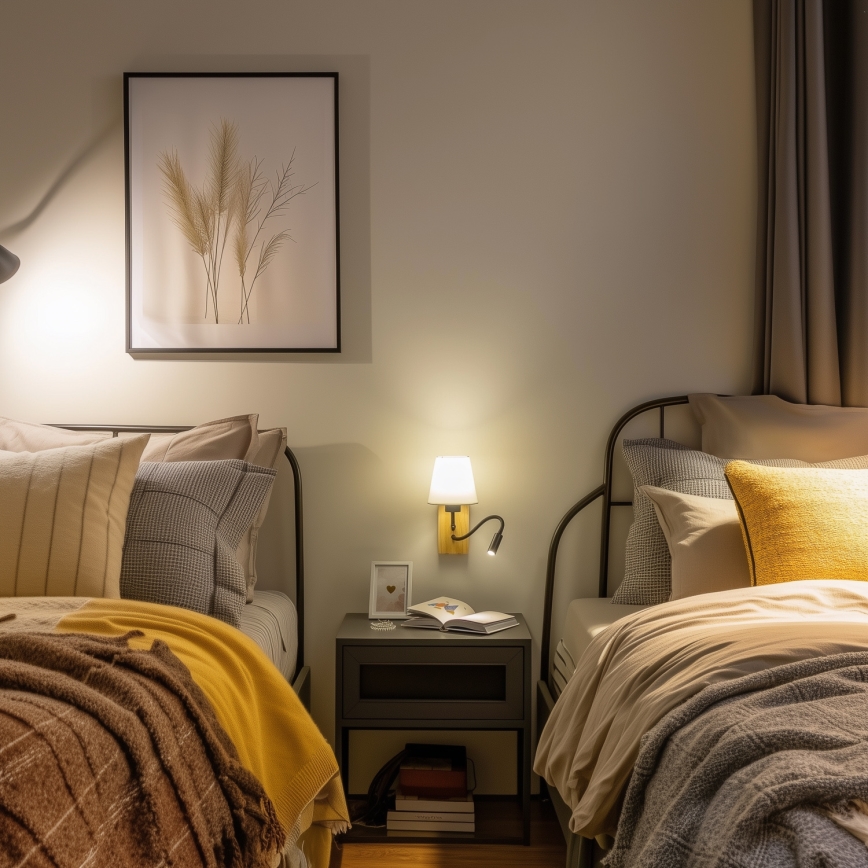 Brilagi - LED Lampada flessibile da muro NUBILA WOOD 1xE27/25W/230V + LED/3W quercia/color crema