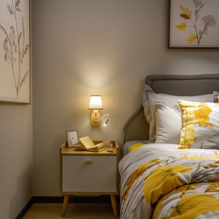 Brilagi - LED Lampada flessibile da muro NUBILA WOOD 1xE27/25W/230V + LED/3W quercia/marrone