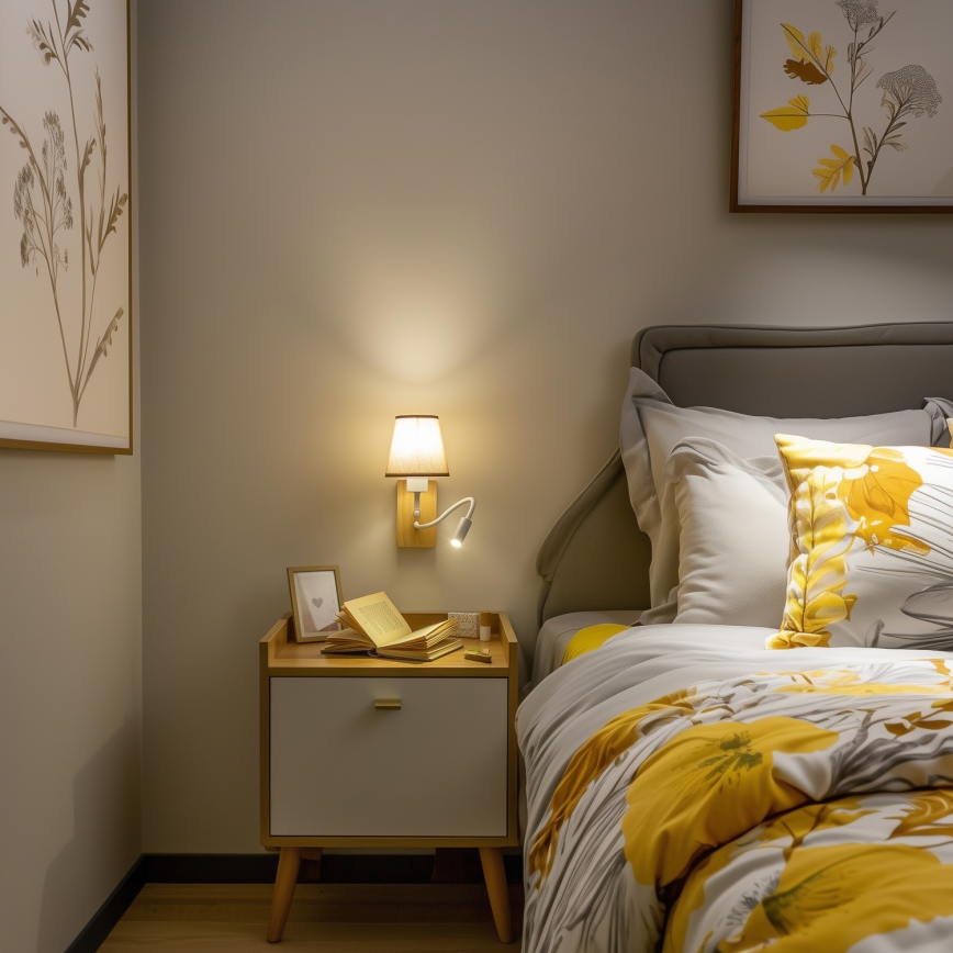 Brilagi - LED Lampada flessibile da muro NUBILA WOOD 1xE27/25W/230V + LED/3W quercia/marrone