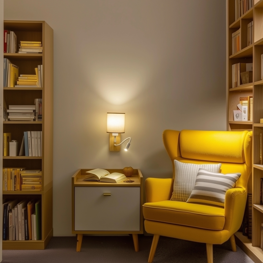 Brilagi - LED Lampada flessibile da muro NUBILA WOOD 1xE27/25W/230V + LED/3W quercia/marrone