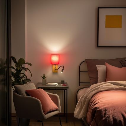 Brilagi - LED Lampada flessibile da muro NUBILA WOOD 1xE27/25W/230V + LED/3W quercia/rosa
