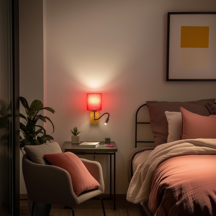 Brilagi - LED Lampada flessibile da muro NUBILA WOOD 1xE27/25W/230V + LED/3W quercia/rosa