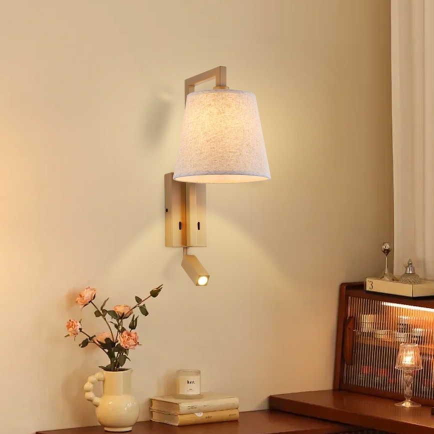 Brilagi - Applique a LED RAYA 1xE14/40W/230V + LED/3W lino/beige