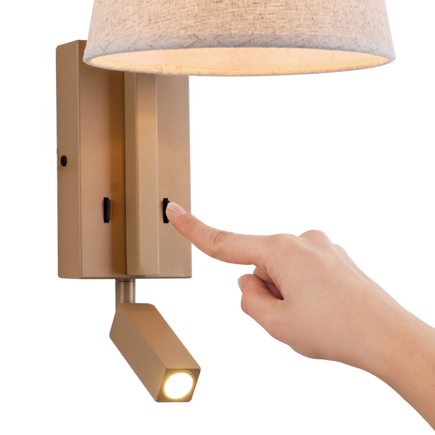 Brilagi - Applique a LED RAYA 1xE14/40W/230V + LED/3W lino/beige
