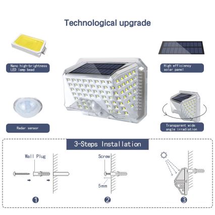Brilagi - Applique a LED solare con sensore WALLIE LED/4W/5,5V 1200 mAh 6500K IP64 argento