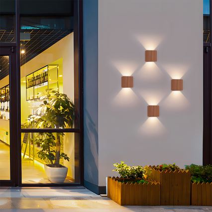 Brilagi - Applique da esterno a LED DOUBLERAY LED/6W/230V finitura effetto legno IP54