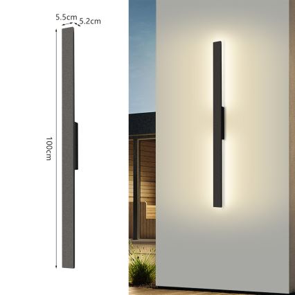 Brilagi - Applique da esterno LED LUNA LED/24W/230V 4000K IP65 100 cm nero CRI 90