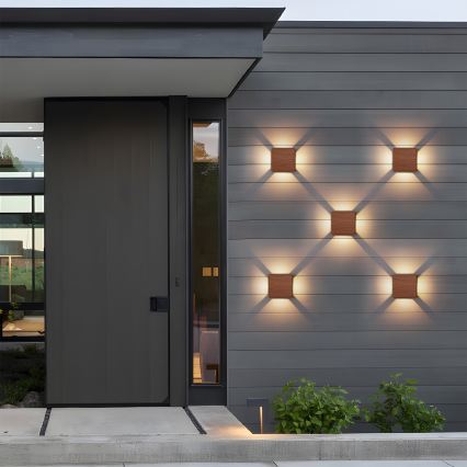 Brilagi - Applique da esterno a LED QUADRAY, 6W/230V, finitura effetto legno, IP54