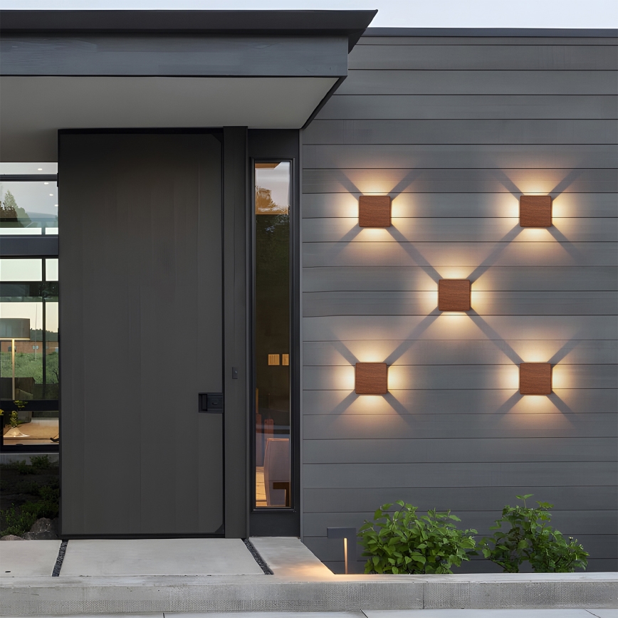 Brilagi - Applique da esterno a LED QUADRAY, 6W/230V, finitura effetto legno, IP54