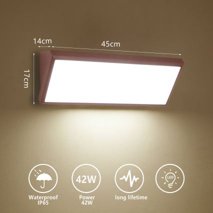 Brilagi - Applique da esterno TRIANGLE LED/42W/230V 3000/4000/6500K 45 cm marrone IP65