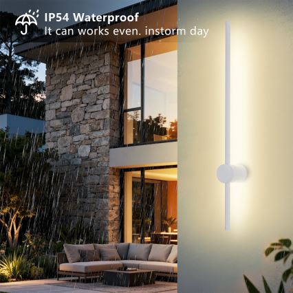 Brilagi - Lampada da parete per esterni AURA LED, 12W, 230V, 3000K, IP54, 65 cm, bianca, CRI 90