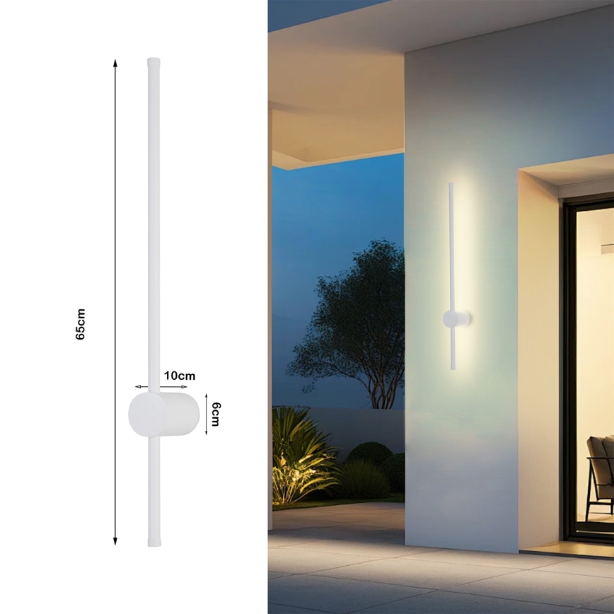 Brilagi - Lampada da parete per esterni AURA LED, 12W, 230V, 3000K, IP54, 65 cm, bianca, CRI 90