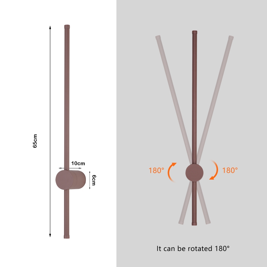Brilagi - Applique LED da esterno AURA LED/12W/230V 3000K IP54 65 cm marrone CRI 90