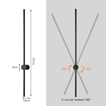 Brilagi - Applique da esterno AURA LED/20W/230V 4000K IP54 97 cm nera