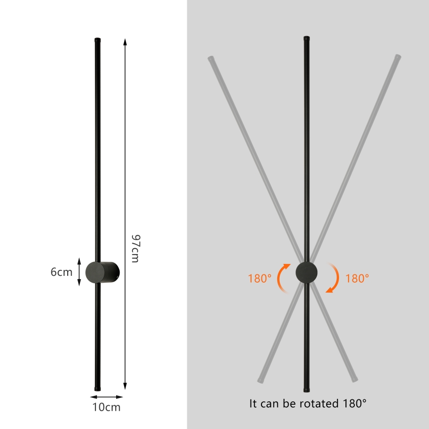 Brilagi - Applique da esterno AURA LED/20W/230V 4000K IP54 97 cm nera