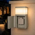 BRILAGI - Applique da esterno con presa SCHUKO PILLAR 1xG9/11W/230V IP44 grigia