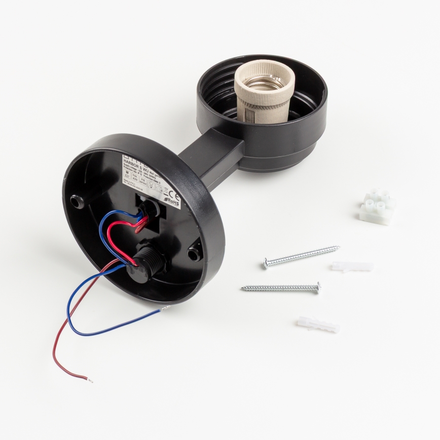 BRILAGI - Lampada da parete per esterni con sensore di movimento HARBOR 1xE27/40W/230V IP33 antracite/trasparente