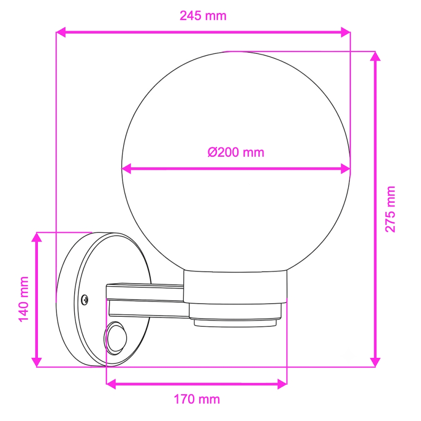BRILAGI - Lampada da parete per esterni con sensore di movimento HARBOR 1xE27/40W/230V IP33 antracite/trasparente