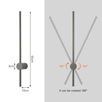 Brilagi - LED Lampada da parete per esterni AURA LED/12W/230V 4000K IP54 65 cm antracite