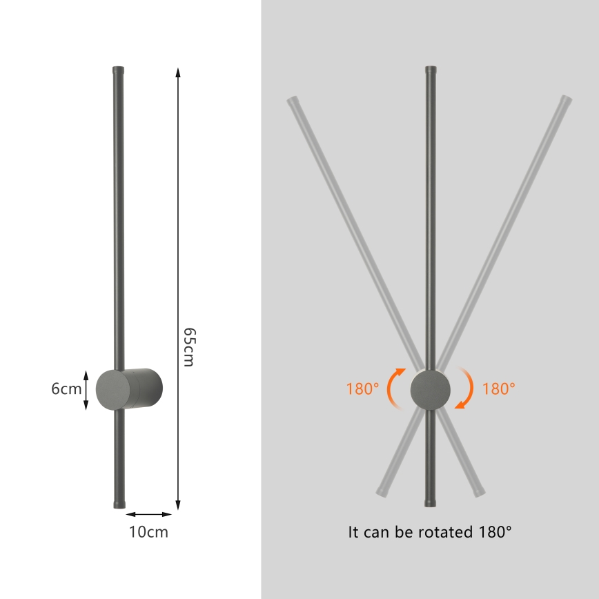 Brilagi - LED Lampada da parete per esterni AURA LED/12W/230V 4000K IP54 65 cm antracite