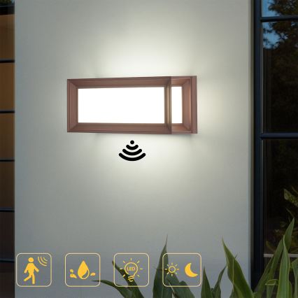 Brilagi - Applique da esterno a LED con sensore PARKER LED/12W/230V marrone IP44