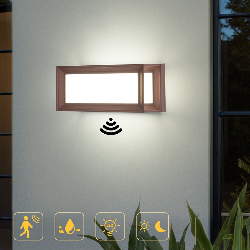 Brilagi - Applique da esterno a LED con sensore PARKER LED/12W/230V marrone IP44