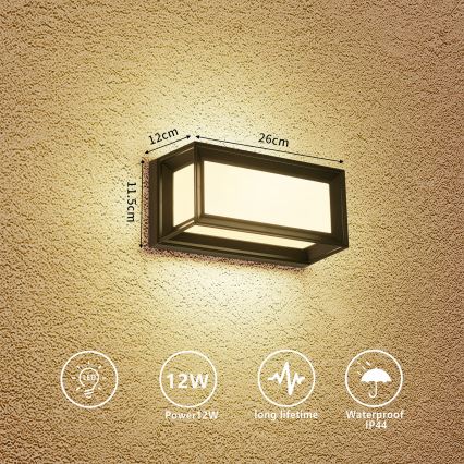 Brilagi - Applique da esterno LED PARKER LED/12W/230V nera IP44