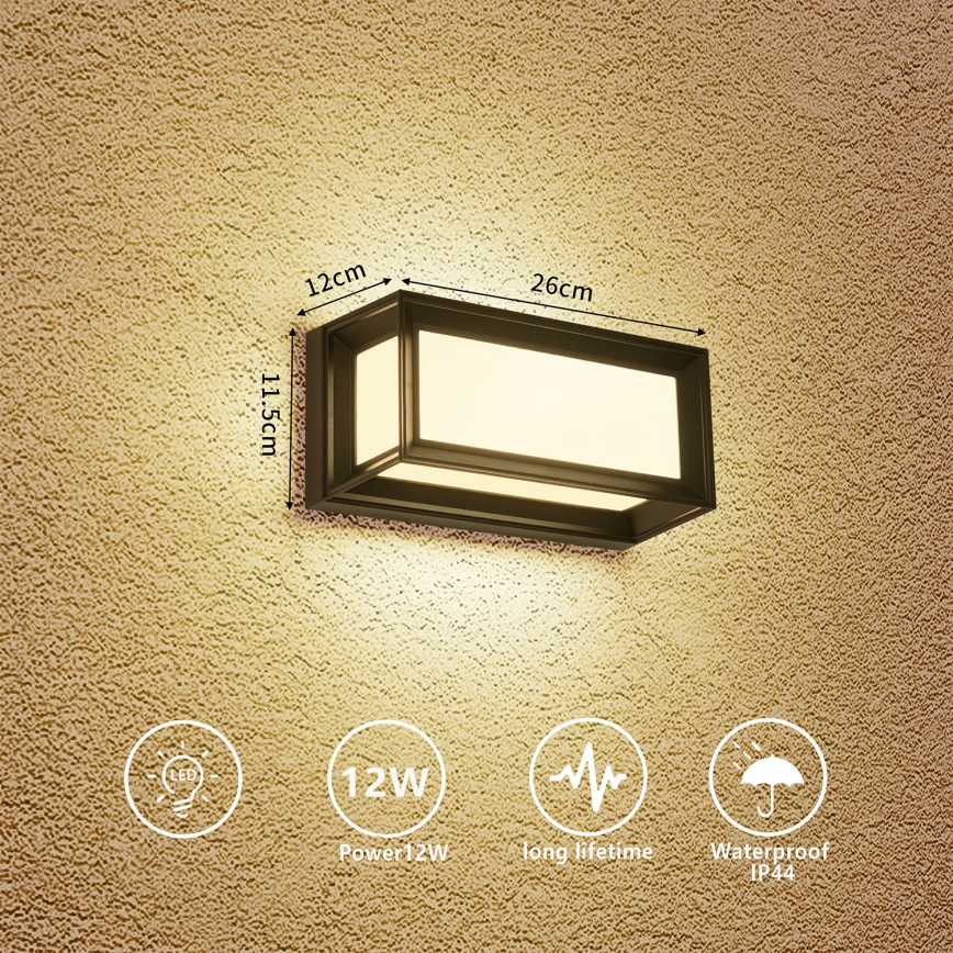 Brilagi - Applique da esterno LED PARKER LED/12W/230V nera IP44
