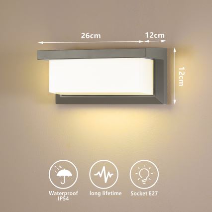 Brilagi - Applique da esterno LED RGBW dimmerabile BRICKY 1xE27/15W/230V 2700-6500K IP54 grigio