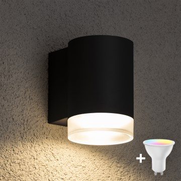 Brilagi - Applique da esterno LED RGBW dimmerabile MATERA 1xGU10/4,8W/230V 3000K IP54 nero + telecomando