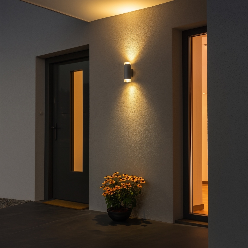 Brilagi - LED RGBW applique da esterno dimmerabile MATERA 2xGU10/4,8W/230V 3000K IP54 grigio + telecomando