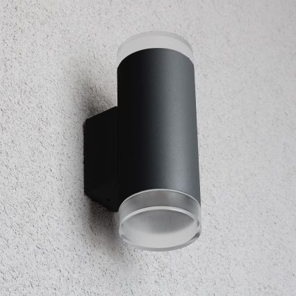 Brilagi - Applique da esterno LED RGBW dimmerabile MATERA 2xGU10/4,8W/230V 3000K IP54 nero + telecomando