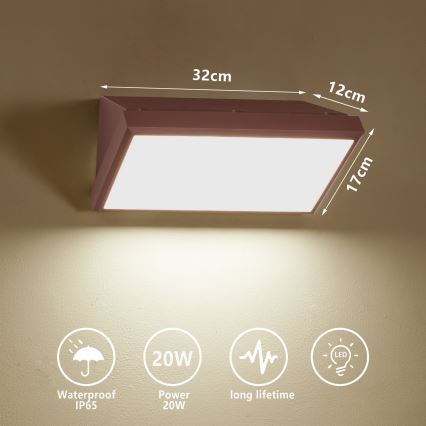 Brilagi - Applique da esterno LED TRIANGLE LED/20W/230V marrone IP65