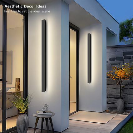 Brilagi - Applique da esterno LINEAR LED, 22W, 230V, 3000K, IP65, 100 cm, nero, CRI 90