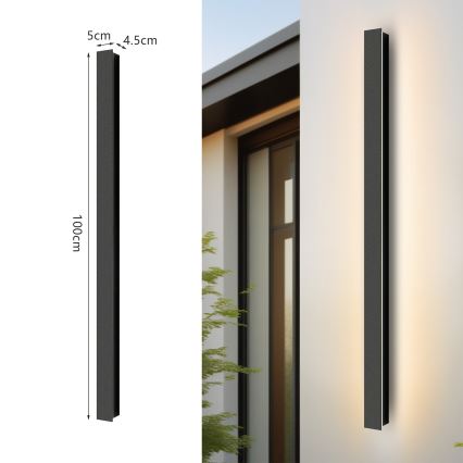 Brilagi - Applique da esterno LINEAR LED, 22W, 230V, 3000K, IP65, 100 cm, nero, CRI 90