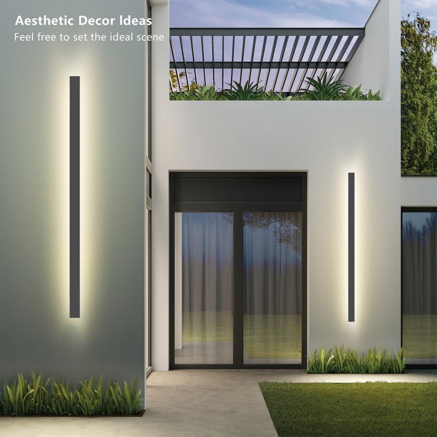 Brilagi - Lampada da parete per esterni LINEAR a LED, 32 W, 230 V, 3000 K, IP65, 140 cm, antracite, CRI 90