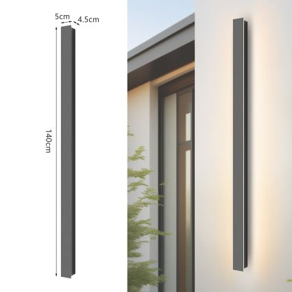 Brilagi - Lampada da parete per esterni LINEAR a LED, 32 W, 230 V, 3000 K, IP65, 140 cm, antracite, CRI 90