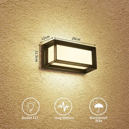 Brilagi - Applique da esterno PARKER 1xE27/60W/230V nero IP44
