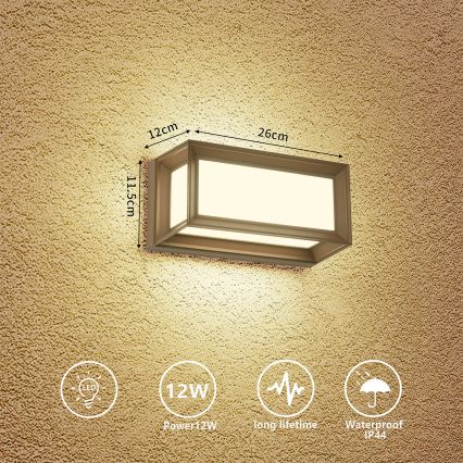 Brilagi - Applique da esterno LED PARKER/12W/230V 3000/4500/6000K marrone IP44